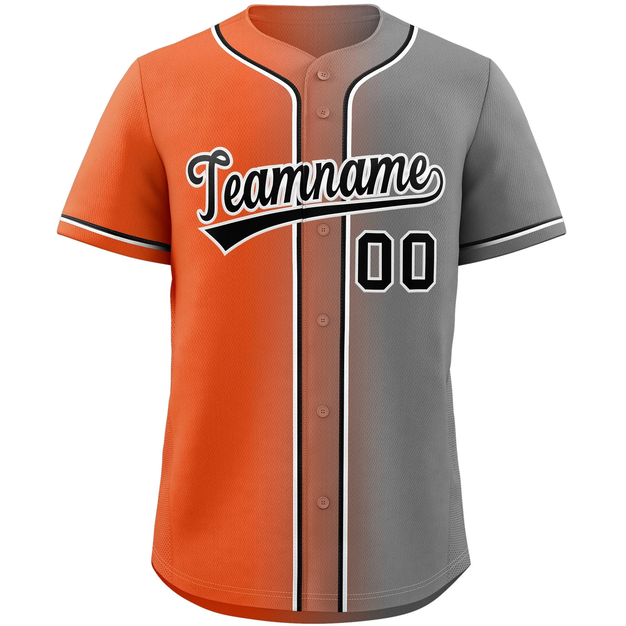 Custom Orange Black-White Gradient Fashion Authentic Baseball Jersey - Image 3