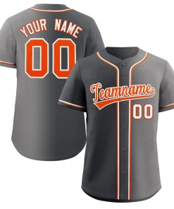 Custom Gray Orange-WhiteGradient Fashion Authentic Baseball Jersey