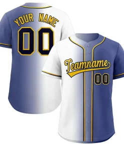 Custom White Yellow-Black Gradient Fashion Authentic Baseball Jersey
