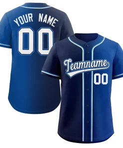 Custom Navy White-Black Gradient Fashion Authentic Baseball Jersey