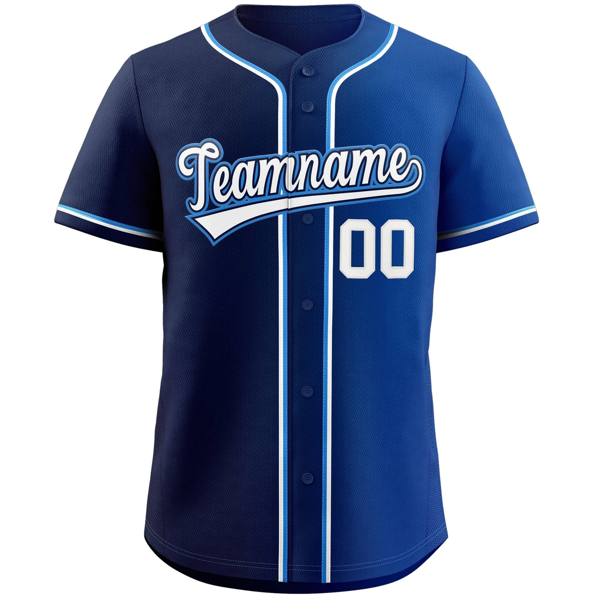Custom Navy White-Black Gradient Fashion Authentic Baseball Jersey - Image 3