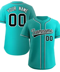 Custom Teal Black-White Gradient Fashion Authentic Baseball Jersey