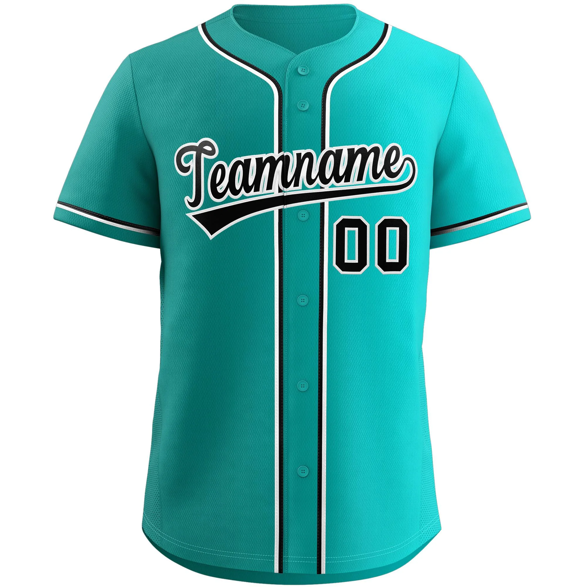 Custom Teal Black-White Gradient Fashion Authentic Baseball Jersey - Image 3