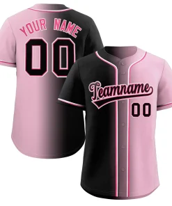 Custom Pink Black-Pink Gradient Fashion Authentic Baseball Jersey