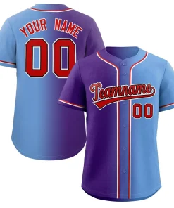 Custom Purple Red-Black Gradient Fashion Authentic Baseball Jersey