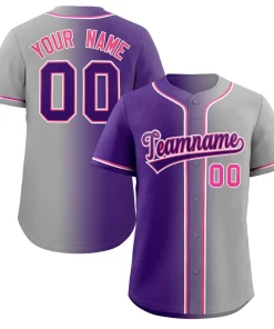 Custom Gray Purple-Pink Gradient Fashion Authentic Baseball Jersey