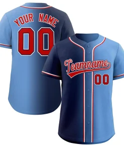 Custom Navy Red-Black Gradient Fashion Authentic Baseball Jersey