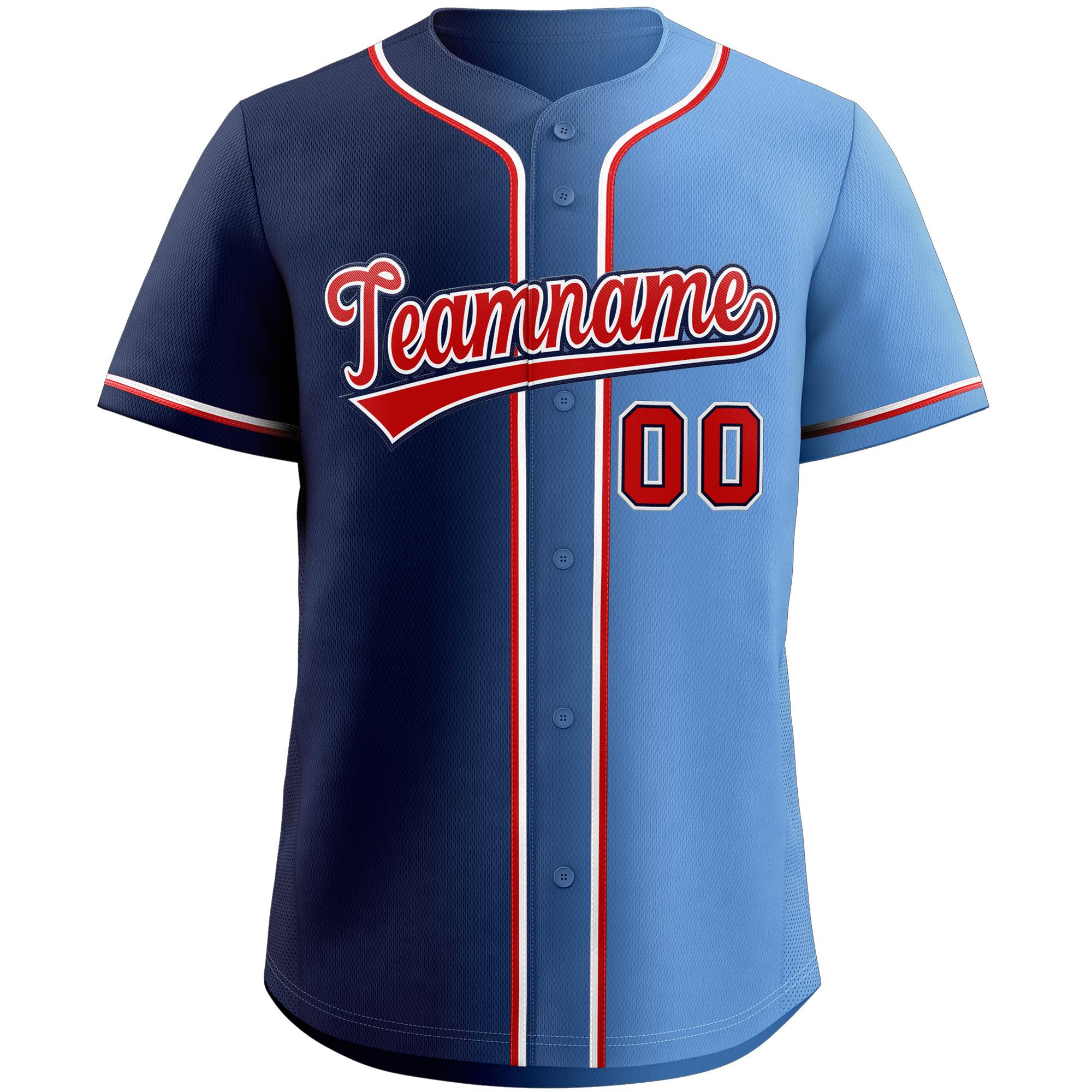 Custom Navy Red-Black Gradient Fashion Authentic Baseball Jersey - Image 3