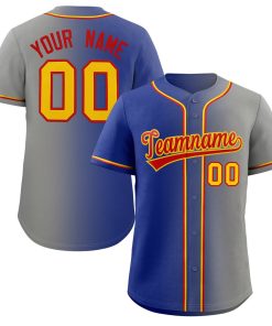 Custom Royal Red-Yellow Gradient Fashion Authentic Baseball Jersey