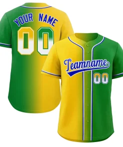 Custom Kelly Green Royal-White Gradient Fashion Authentic Baseball Jersey