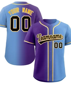 Custom Purple Black-Yellow Gradient Fashion Authentic Baseball Jersey