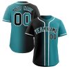 Custom Black Teal-White Gradient Fashion Authentic Baseball Jersey