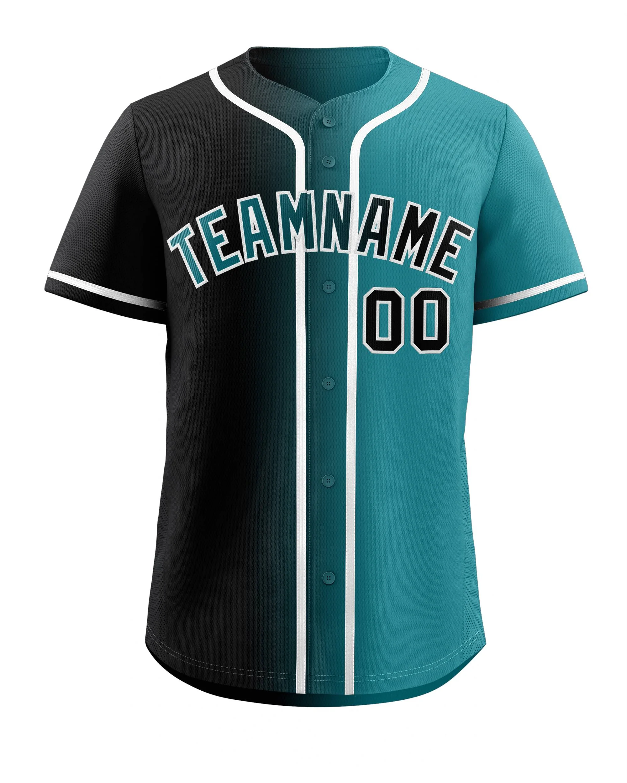 Custom Black Teal-White Gradient Fashion Authentic Baseball Jersey - Image 3