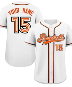 Custom White Orange Classic Style Authentic Baseball Jersey