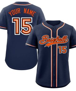 Custom Baseball Navy Orange Classic Style Authentic Baseball Jersey