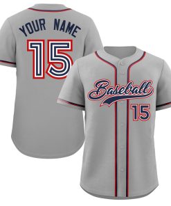 Custom Gray Navy Classic Style Authentic Baseball Jersey