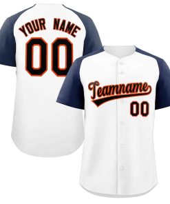 Custom White Black-Orange Raglan Sleeves Authentic Baseball Jersey