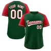 Custom Baseball Jersey | Personalized Name & Number | Sublimated + Stitched | Green Red Color Block | Teams & Leagues | KXK Jerseys