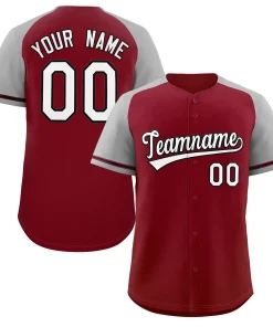 Custom Crimson White-Black Raglan Sleeves Authentic Baseball Jersey