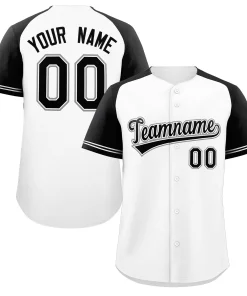 Custom White Black-White Raglan Sleeves Authentic Baseball Jersey