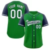 Custom Green White-Navy Raglan Sleeves Authentic Baseball Jersey