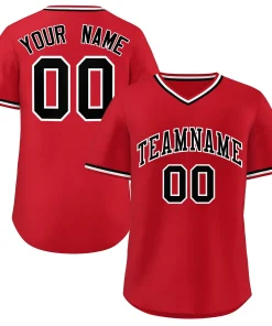 Custom Red Black-White Classic Style Authentic Pullover Baseball Jersey