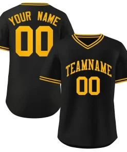 Custom Black Yellow Classic Style Authentic Pullover Baseball Jersey