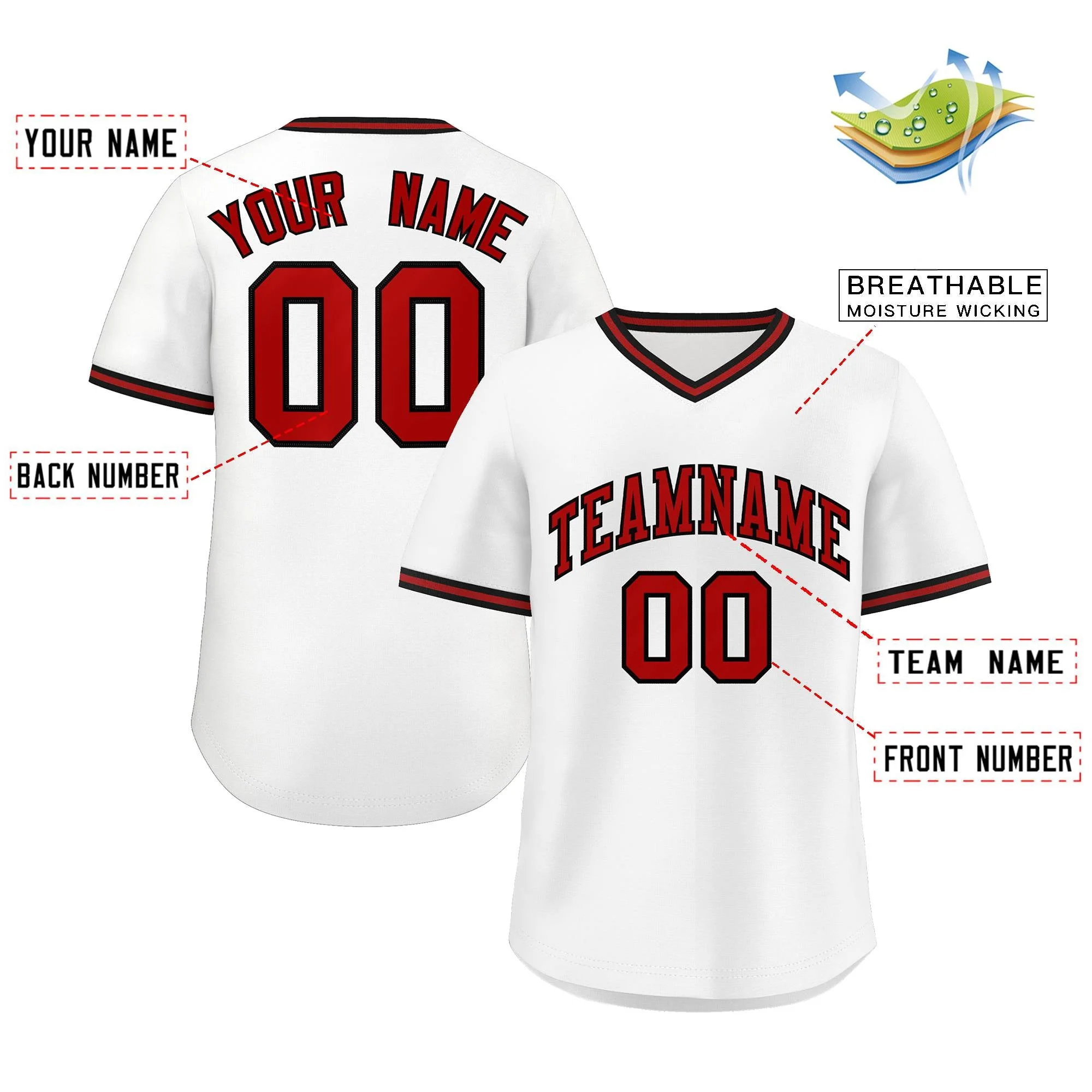 Custom White Black Classic Style Authentic Pullover Baseball Jersey - Image 2