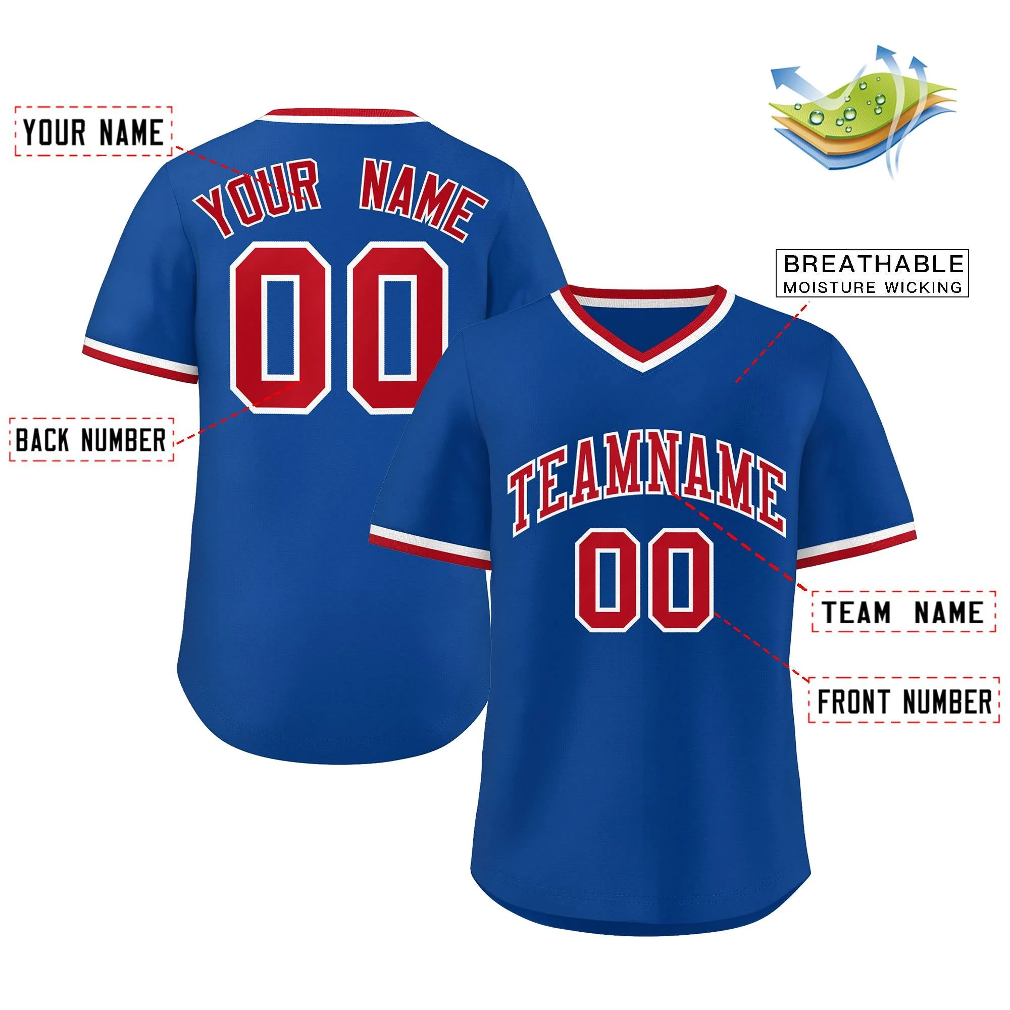 Custom Royal Red-White Orange Classic Style Authentic Pullover Baseball Jersey - Image 2
