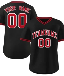 Custom Black Red-Black Classic Style Authentic Pullover Baseball Jersey