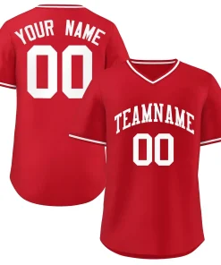 Custom Red Classic Style Authentic Pullover Baseball Jersey