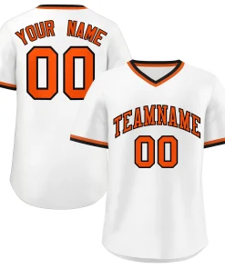 Custom White Orange Classic Style Authentic Pullover Baseball Jersey