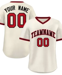 Custom Cream Red-Black Classic Style Authentic Pullover Baseball Jersey