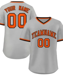 Custom Gray Black-Orange Classic Style Authentic Pullover Baseball Jersey