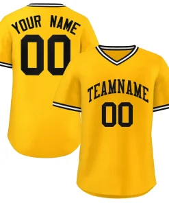 Custom Yellow White Classic Style Authentic Pullover Baseball Jersey