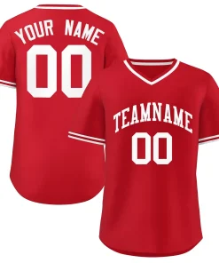 Custom White Red Classic Style Authentic Pullover Baseball Jersey