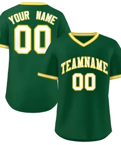 Custom Green White Classic Style Authentic Pullover Baseball Jersey