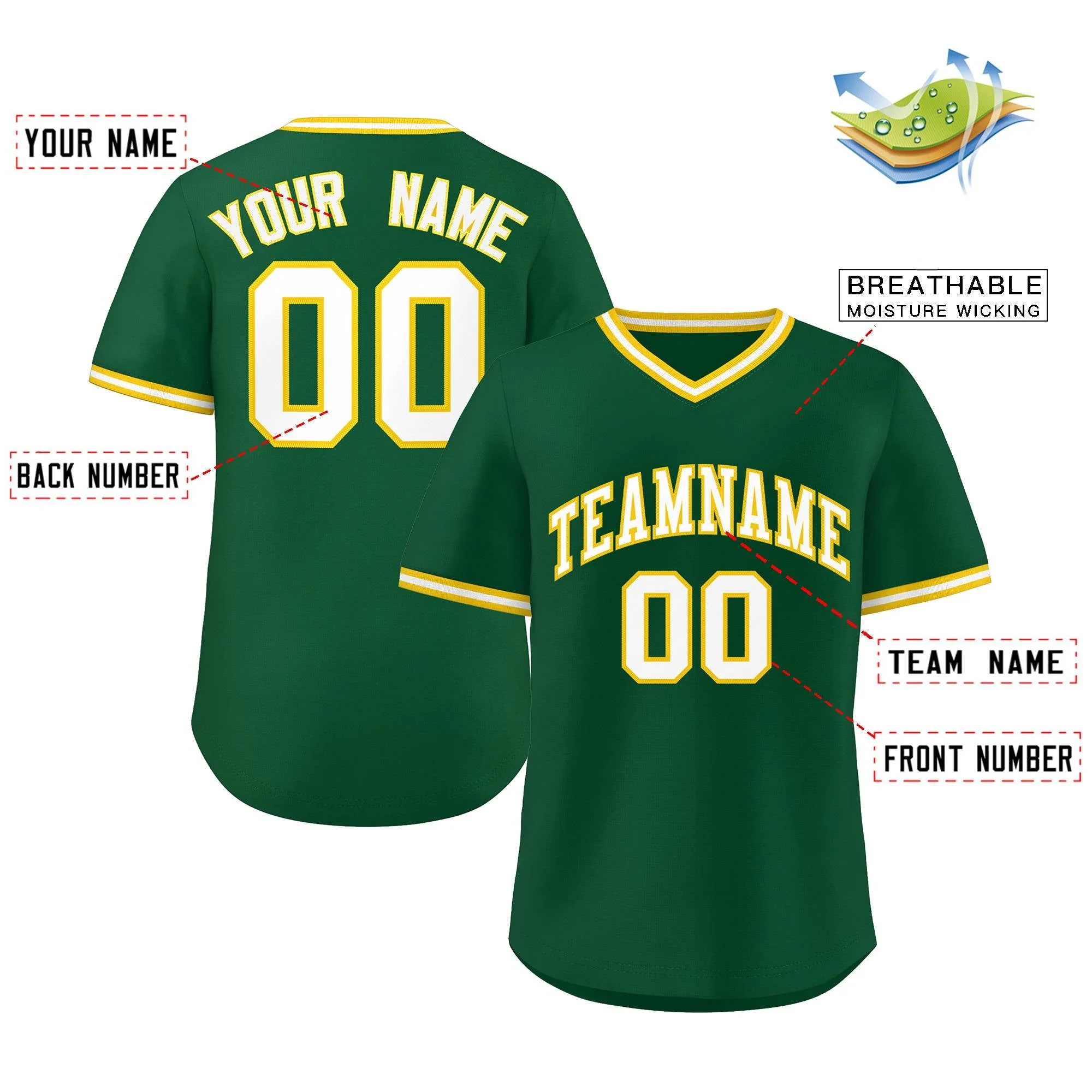 Custom Green White Classic Style Authentic Pullover Baseball Jersey - Image 2