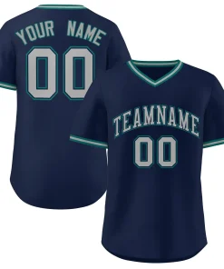 Custom Navy Gray Classic Style Authentic Pullover Baseball Jersey