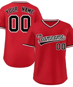 Custom Red Black-White Classic Style Outdoor Authentic Pullover Baseball Jersey