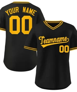 Custom Black Yellow Classic Style Outdoor Authentic Pullover Baseball Jersey