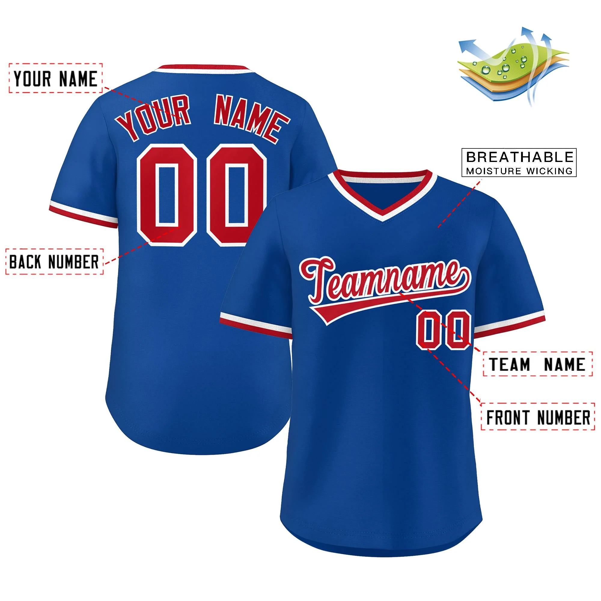 Custom Royal Red-White Orange Classic Style Outdoor Authentic Pullover Baseball Jersey - Image 2