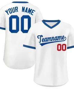 Custom White Royal-Red Classic Style Outdoor Authentic Pullover Baseball Jersey