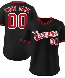 Custom Black Red-Black Classic Style Outdoor Authentic Pullover Baseball Jersey