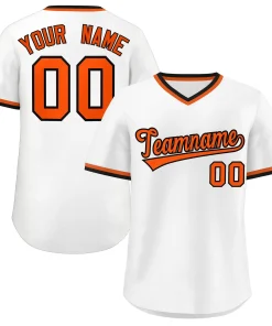 Custom White Orange Classic Style Outdoor Authentic Pullover Baseball Jersey