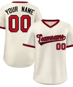 Custom Cream Red-Black Classic Style Outdoor Authentic Pullover Baseball Jersey