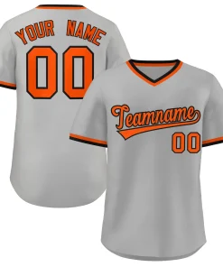 Custom Gray Black-Orange Classic Style Outdoor Authentic Pullover Baseball Jersey