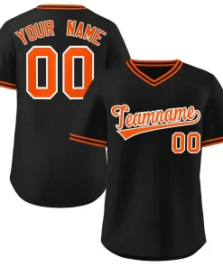 Custom Black Orange Classic Style Outdoor Authentic Pullover Baseball Jersey