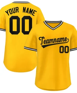 Custom Yellow White Classic Style Outdoor Authentic Pullover Baseball Jersey