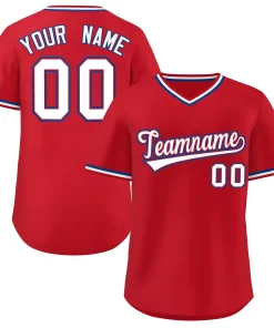 Custom Red White Classic Style Outdoor Authentic Pullover Baseball Jersey
